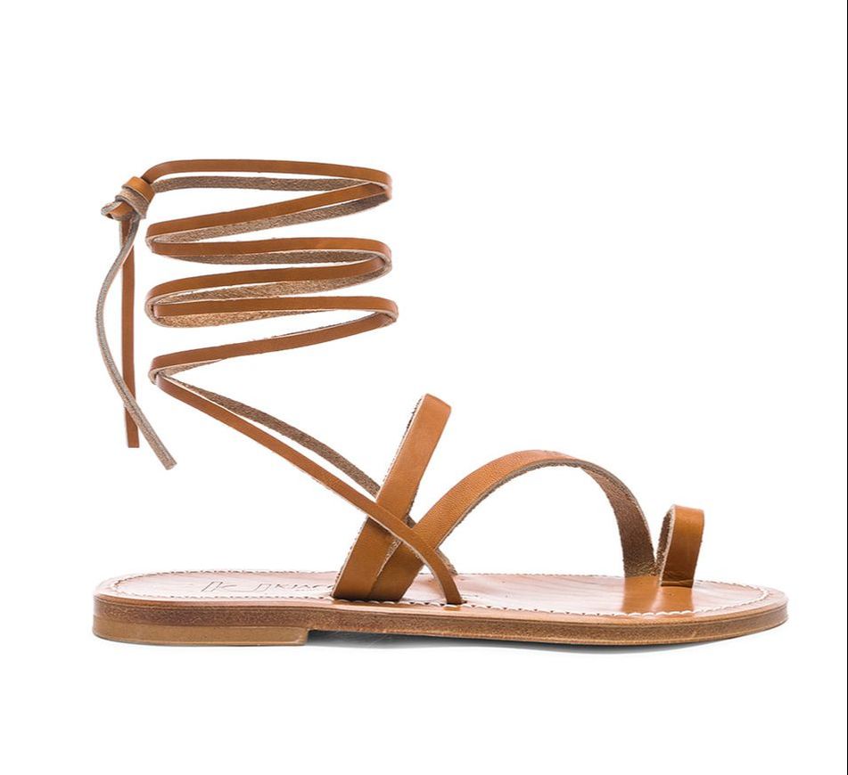 brown leather wrap sandals